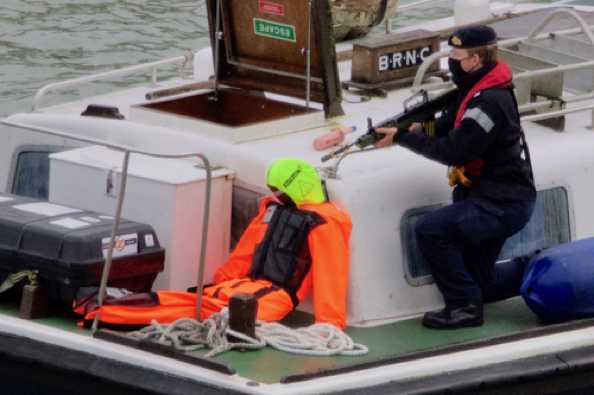 16 February 2021 - 09-01-44
Perhaps someone should tell him, his hostage is going nowhere. Except overboard.
------------------------
Royal Navy picket boats on exercise